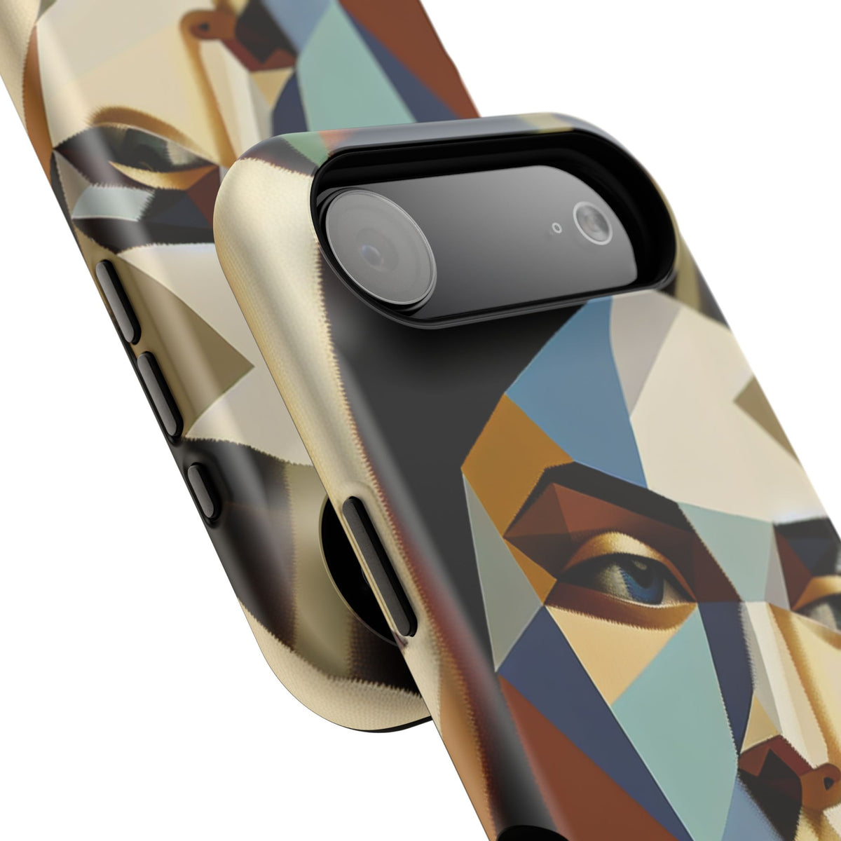 Geometric Portrait Impact-Resistant Phone Case — Abstract Cubist Face, Protective iPhone Cover