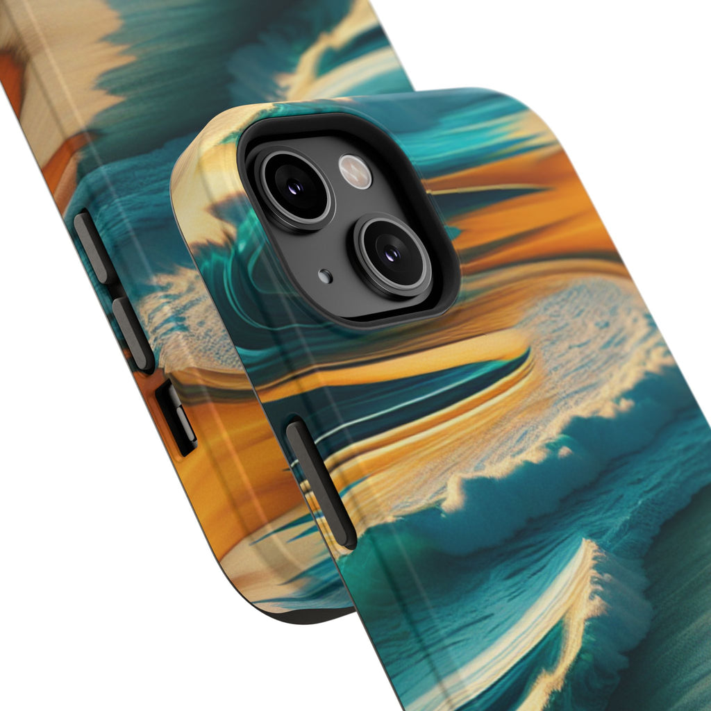 Surf Sunset Impact-Resistant Phone Case — Surfer Silhouette Beach Waves Design