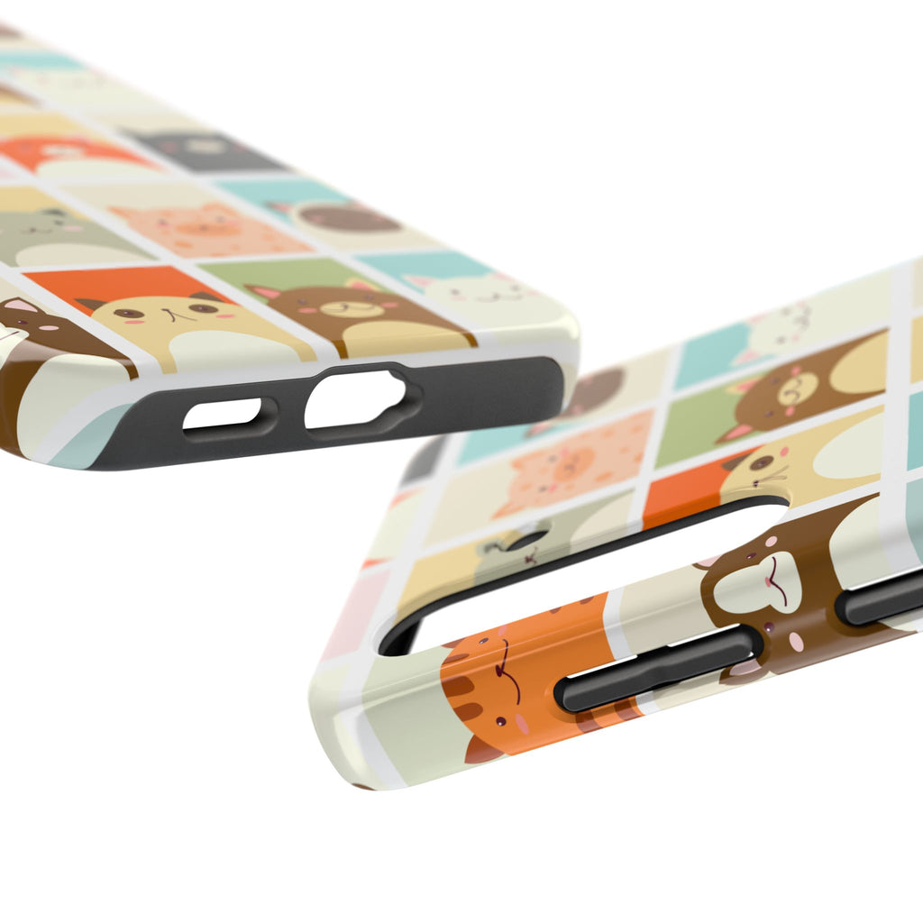 Cute Grid Cats Tough Phone Case