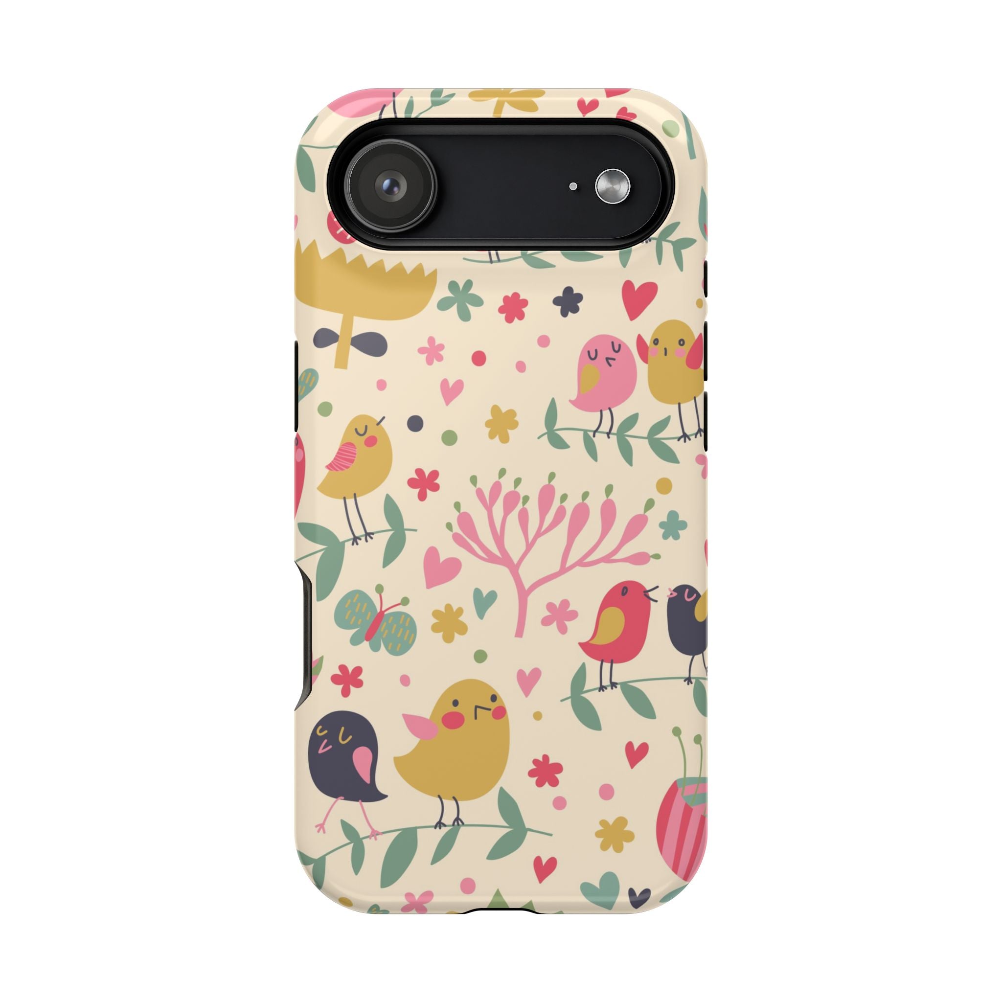 Cute Bird Floral Phone Case, Impact-Resistant