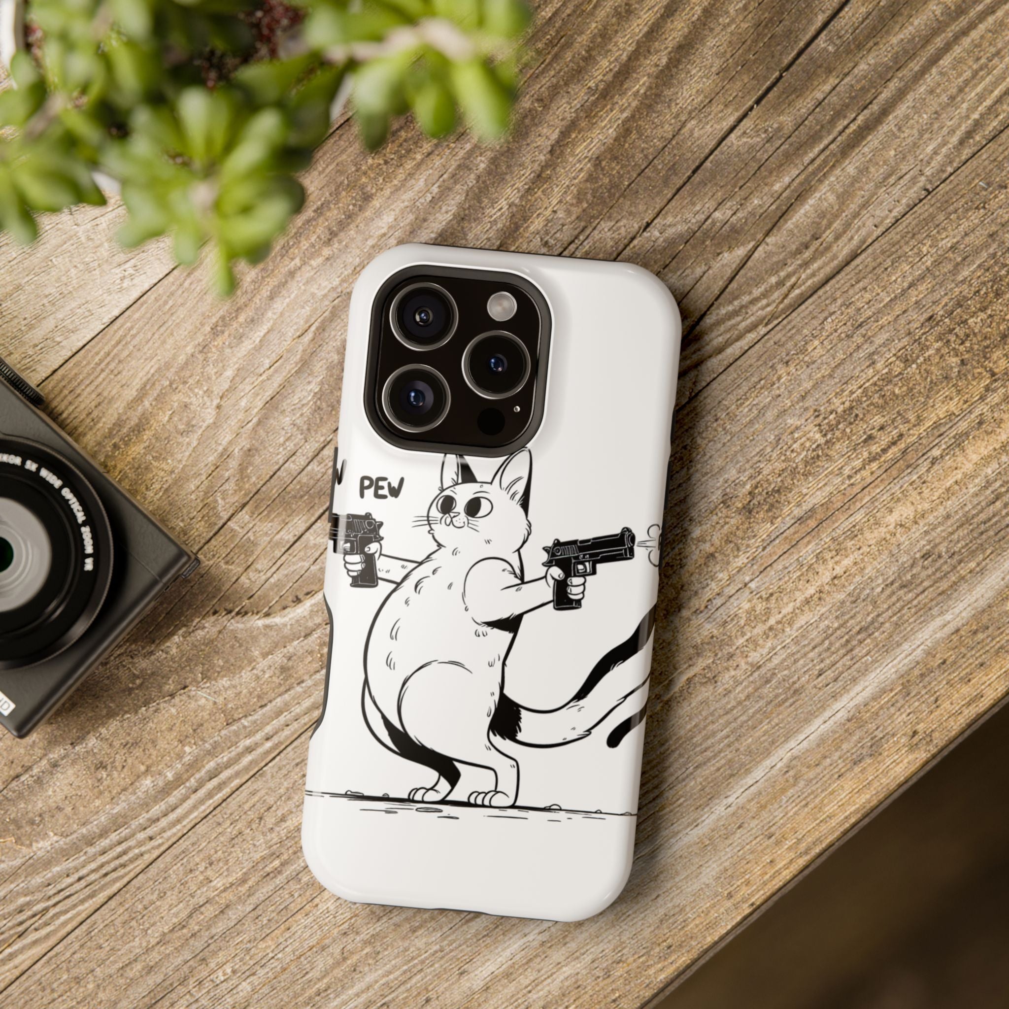 Impact Resistant Phone Case- Funny Cat Pew Pew