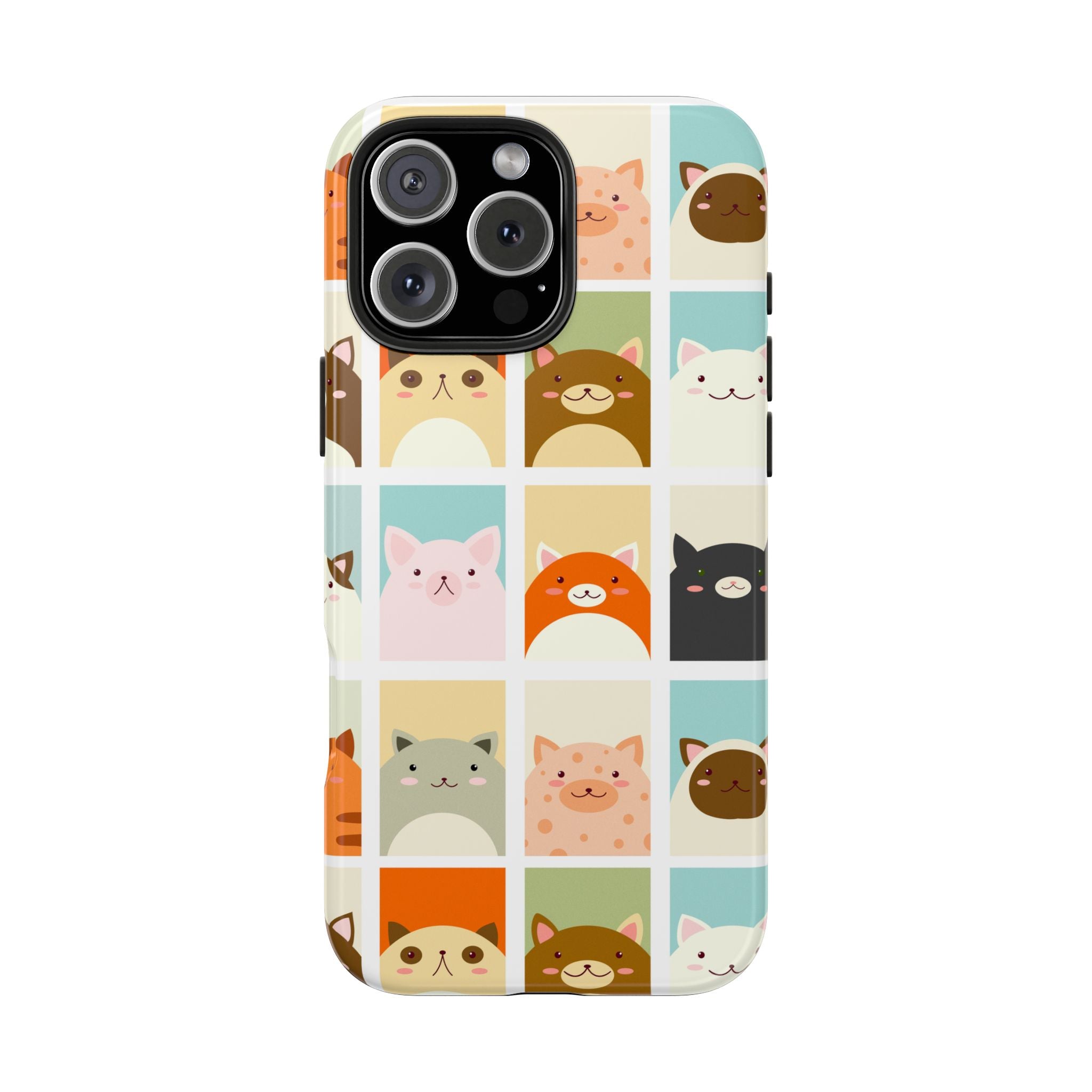 Cute Grid Cats Tough Phone Case
