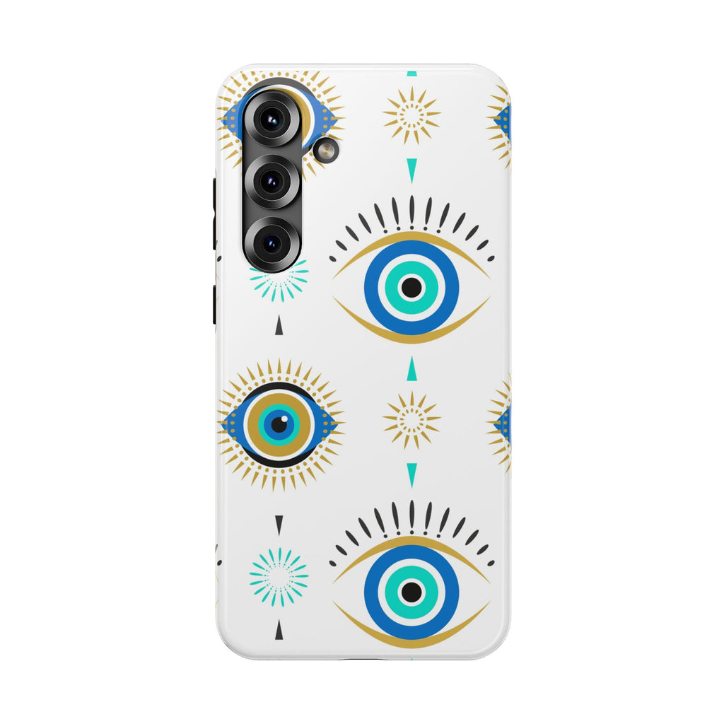 Evil Eye Impact-Resistant Phone Case – Protective Blue & Gold Charm Design