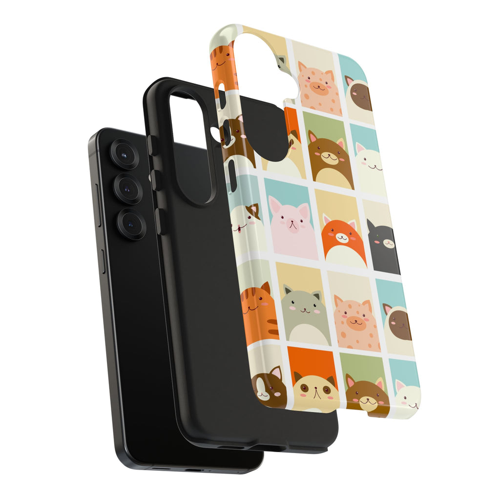 Cute Grid Cats Tough Phone Case