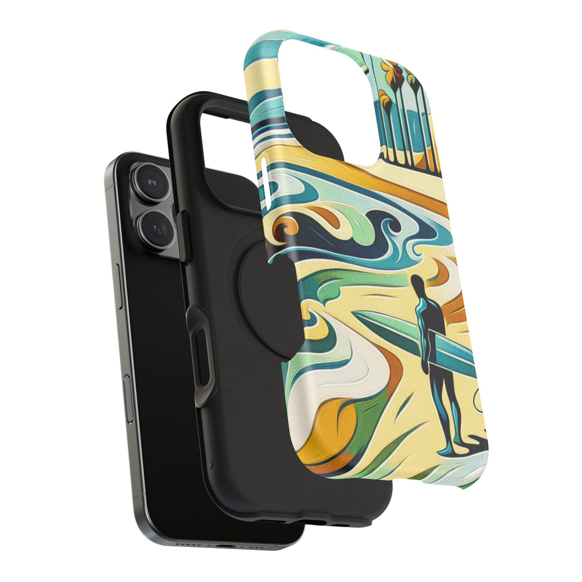 Surfboard Wave Art Phone Case — Impact-Resistant Beach Vibes iPhone Case