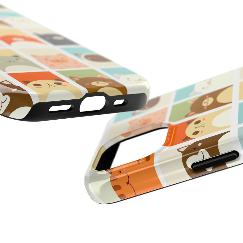Cute Grid Cats Tough Phone Case