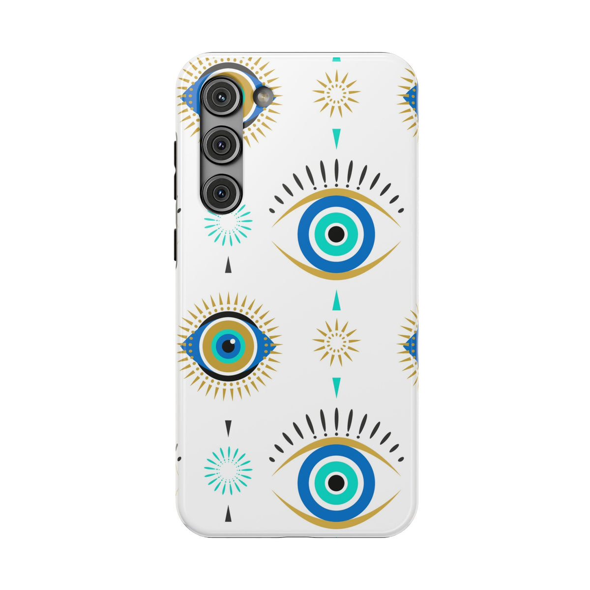 Evil Eye Impact-Resistant Phone Case – Protective Blue & Gold Charm Design