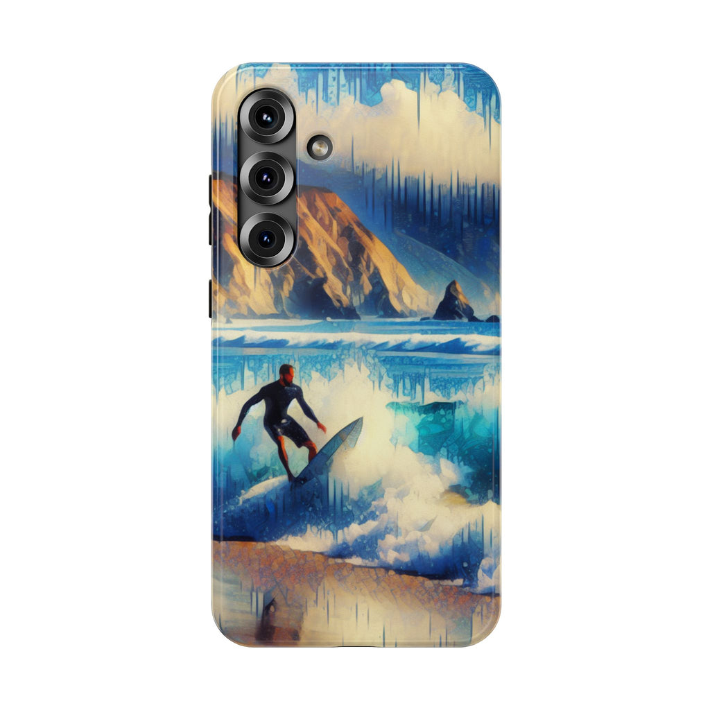 Surfer Wave Impact Phone Case – Vibrant Ocean Art Protective Cover