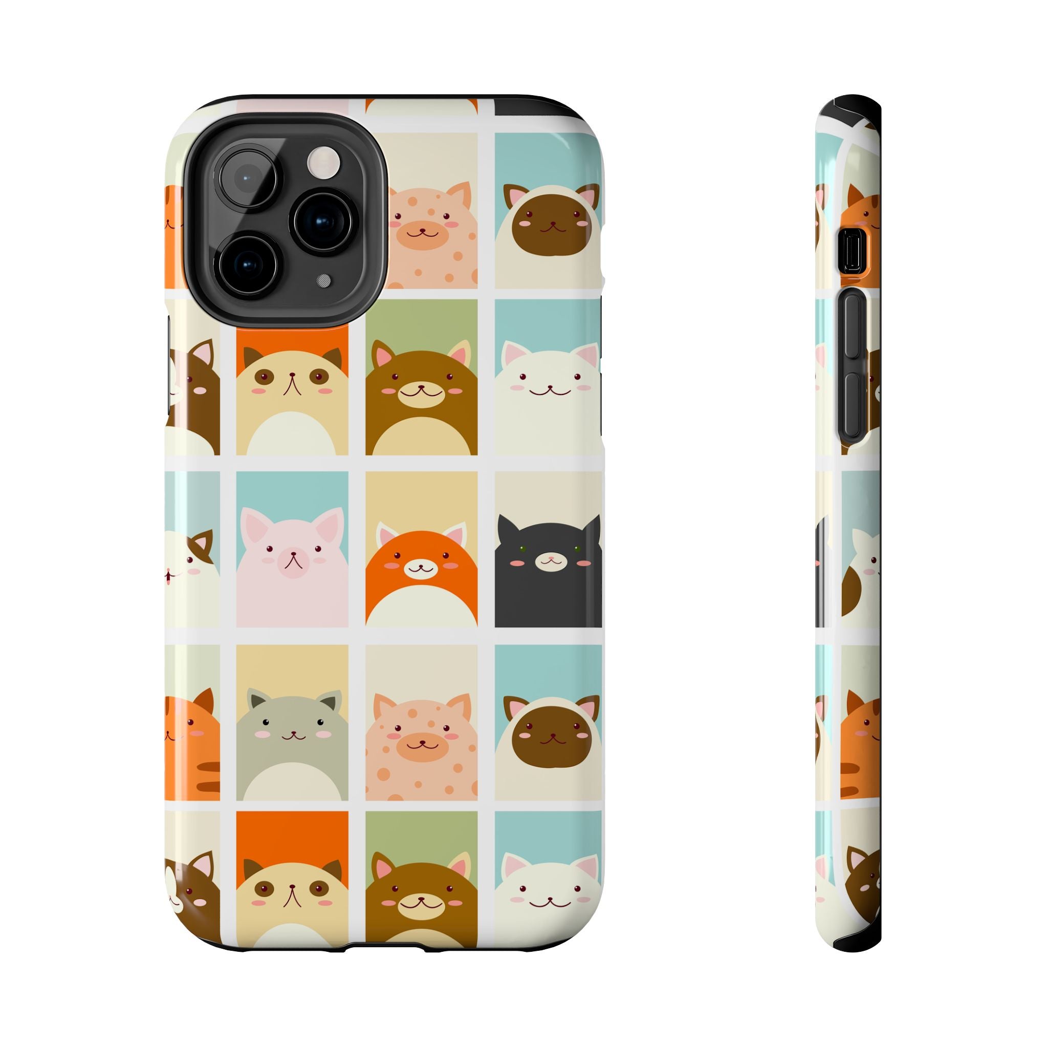 Cute Grid Cats Tough Phone Case