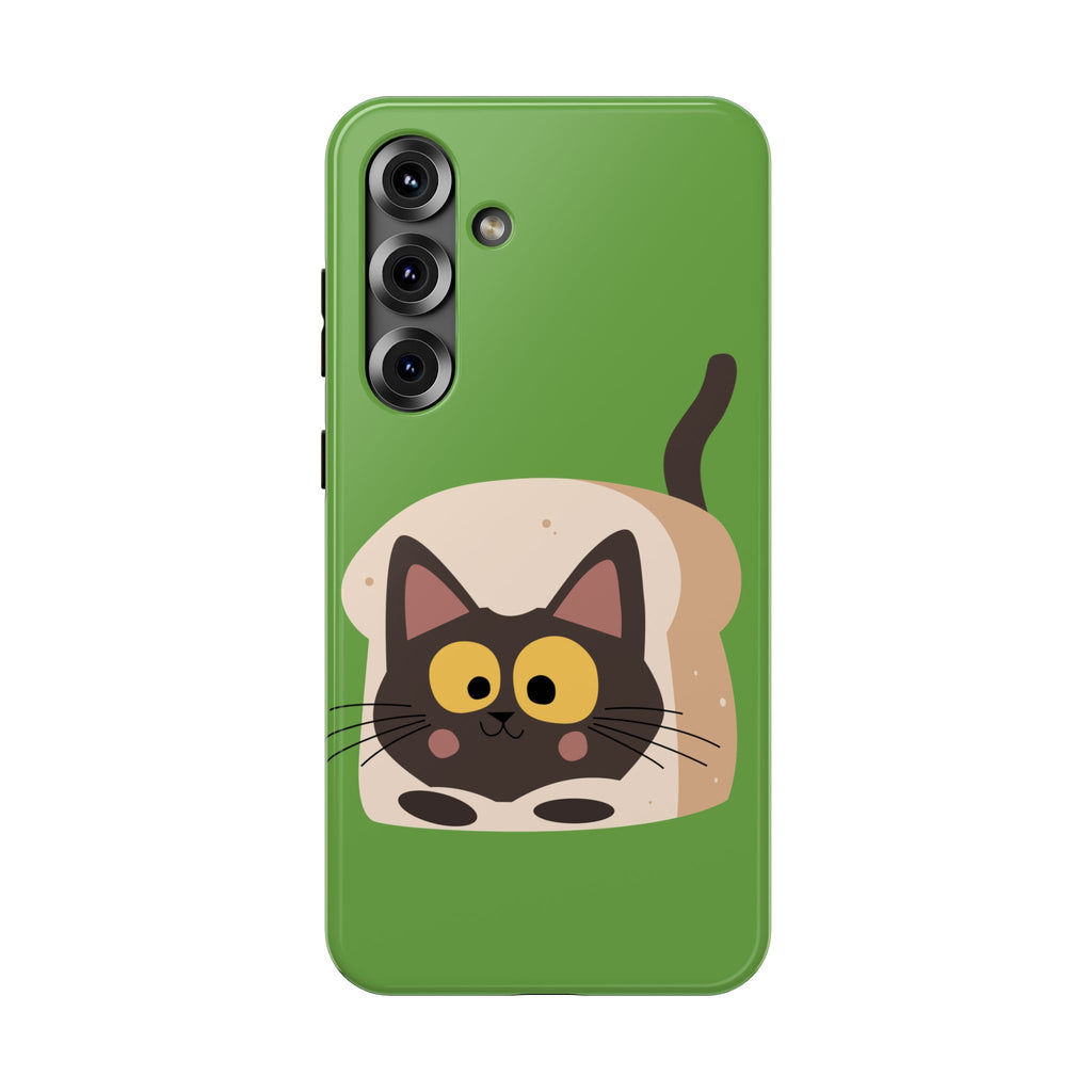 Cute Cat-in-Bread Impact-Resistant Phone Case – Green