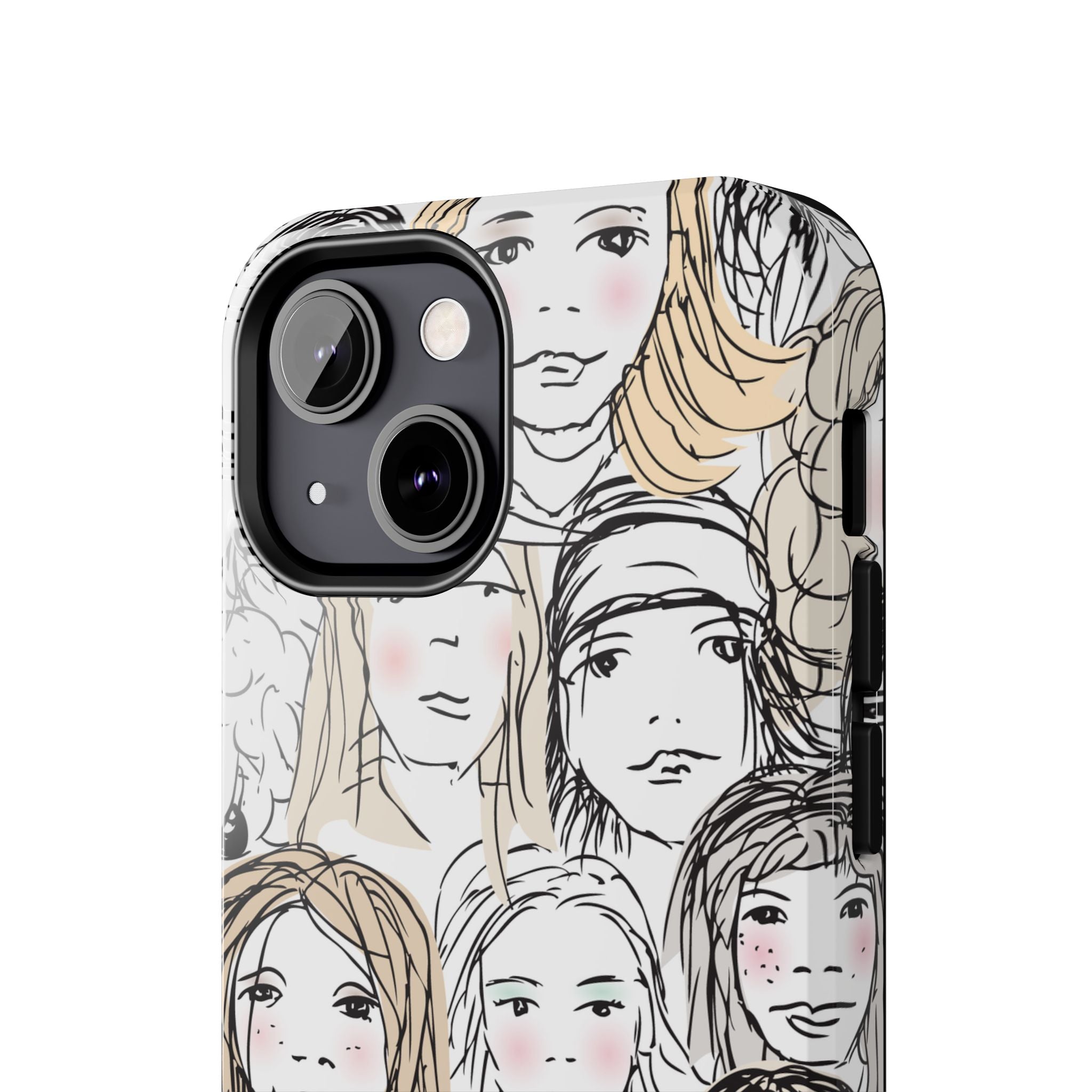 Phone Case — Hand-Drawn Faces Pattern
