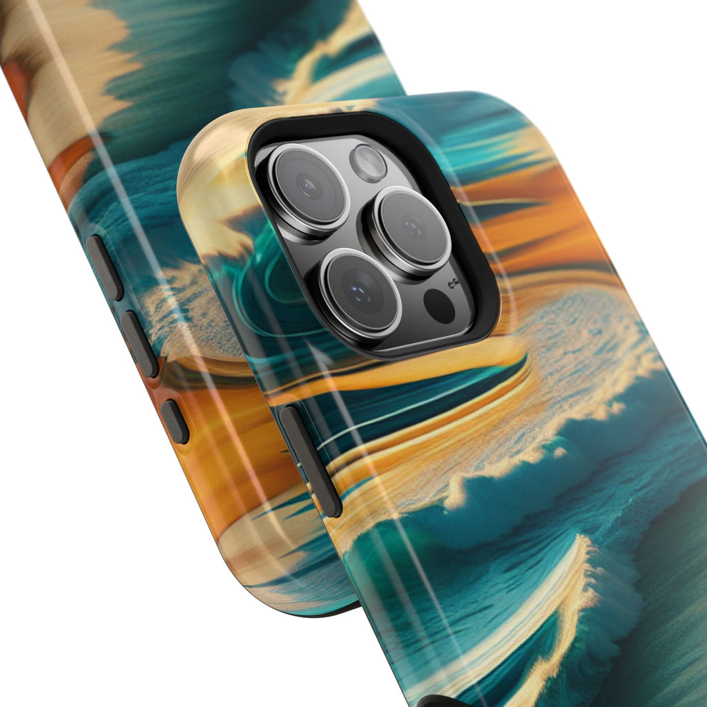 Surf Sunset Impact-Resistant Phone Case — Surfer Silhouette Beach Waves Design
