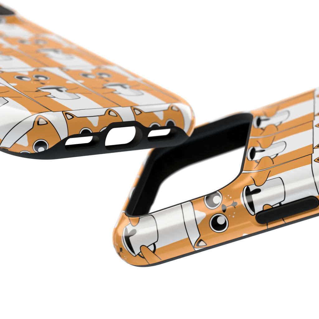 Impact-Resistant Phone Case — Cute Orange Shiba Inu Pattern