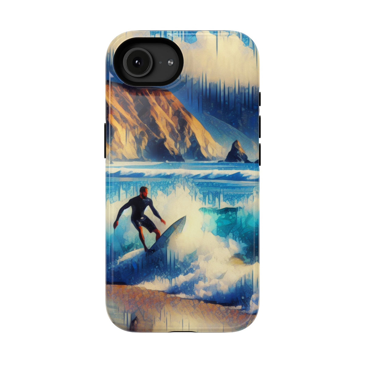 Surfer Wave Impact Phone Case – Vibrant Ocean Art Protective Cover