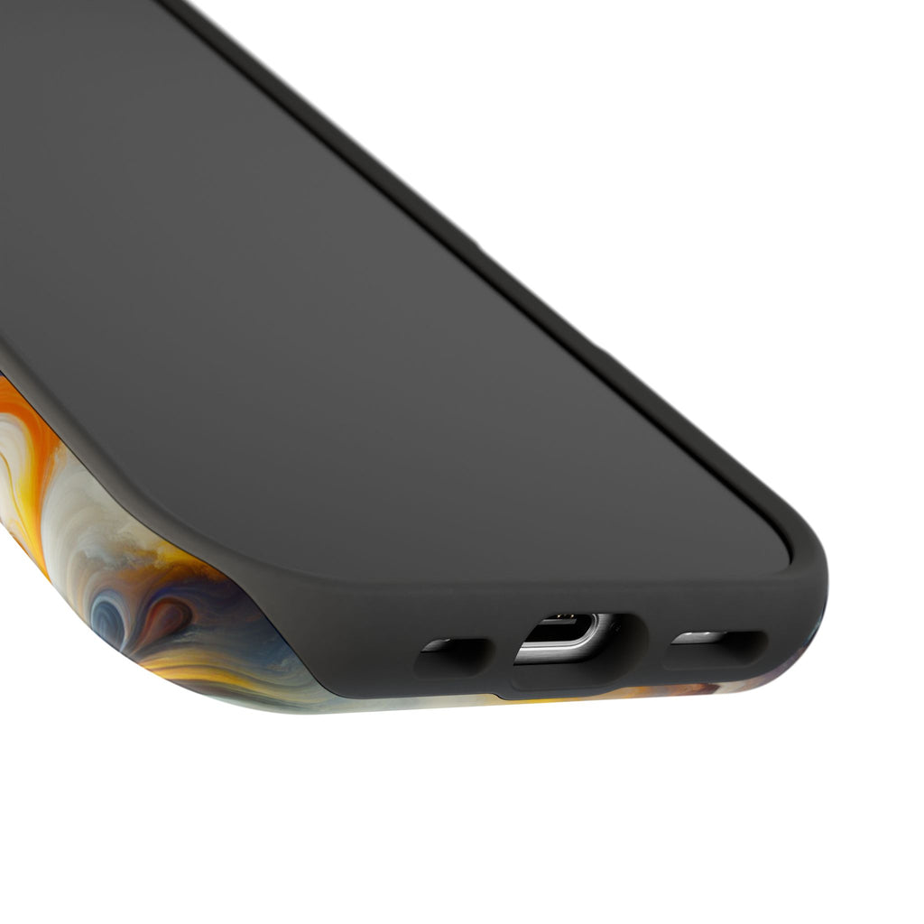 Impact-Resistant Phone Case — Orange & Black Swirl Butterfly Design