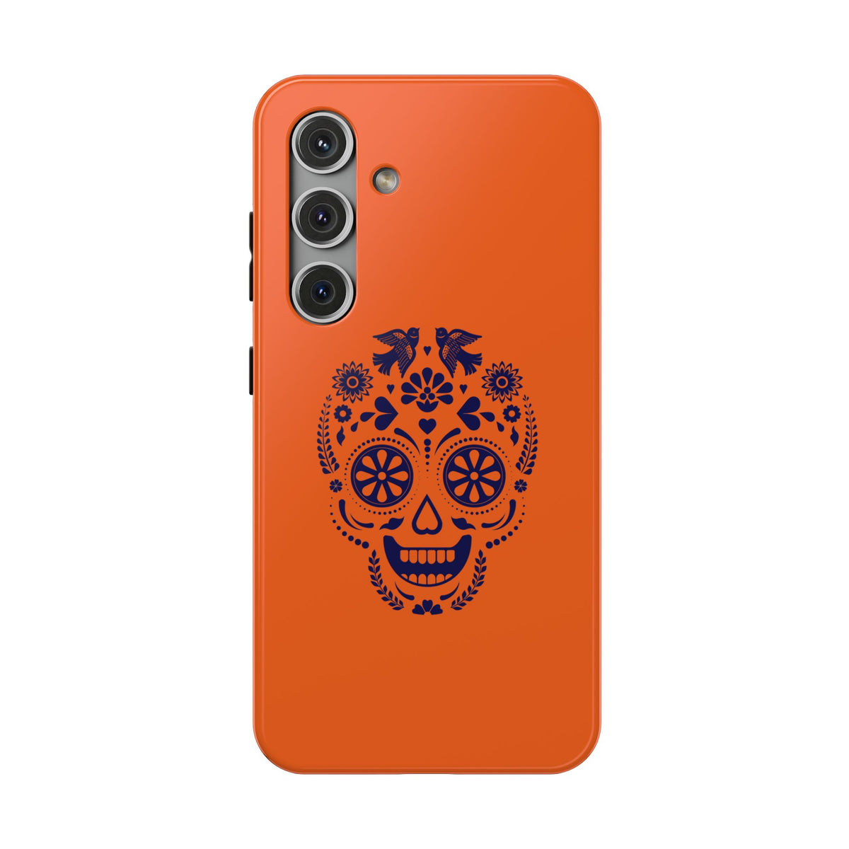 Sugar Skull Impact-Resistant Phone Case — Orange Day of the Dead Design