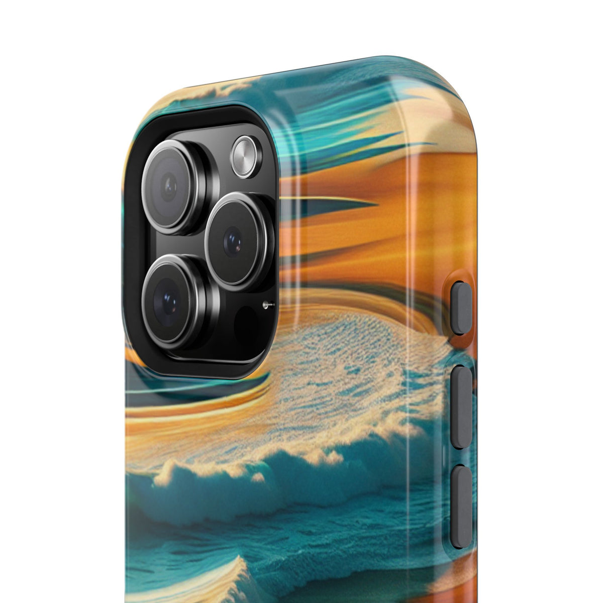 Surf Sunset Impact-Resistant Phone Case — Surfer Silhouette Beach Waves Design