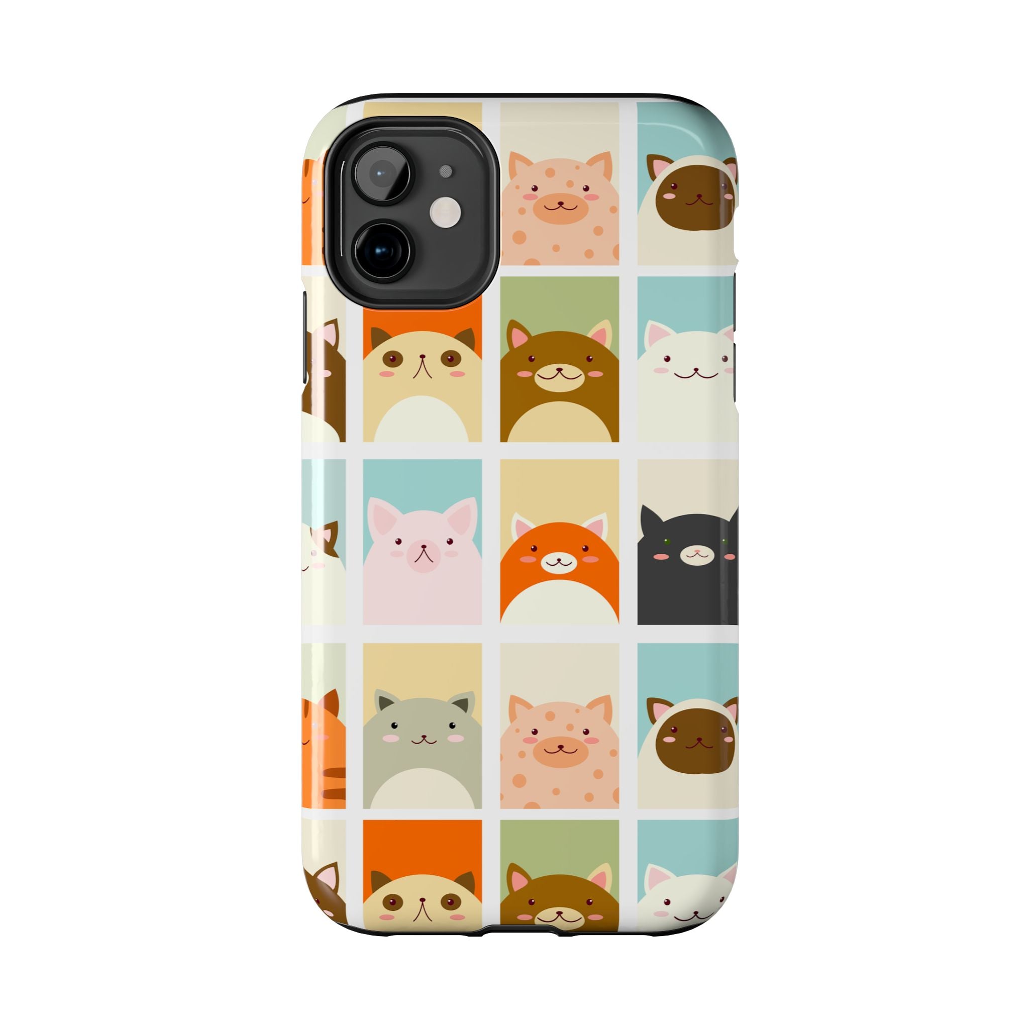 Cute Grid Cats Tough Phone Case
