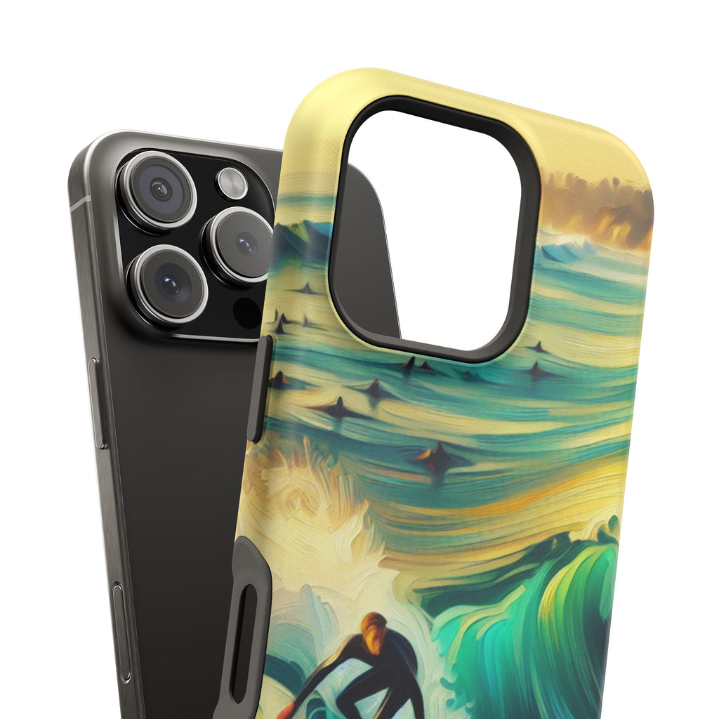 Surfing Waves Impact-Resistant Phone Case — Colorful Surfer Design