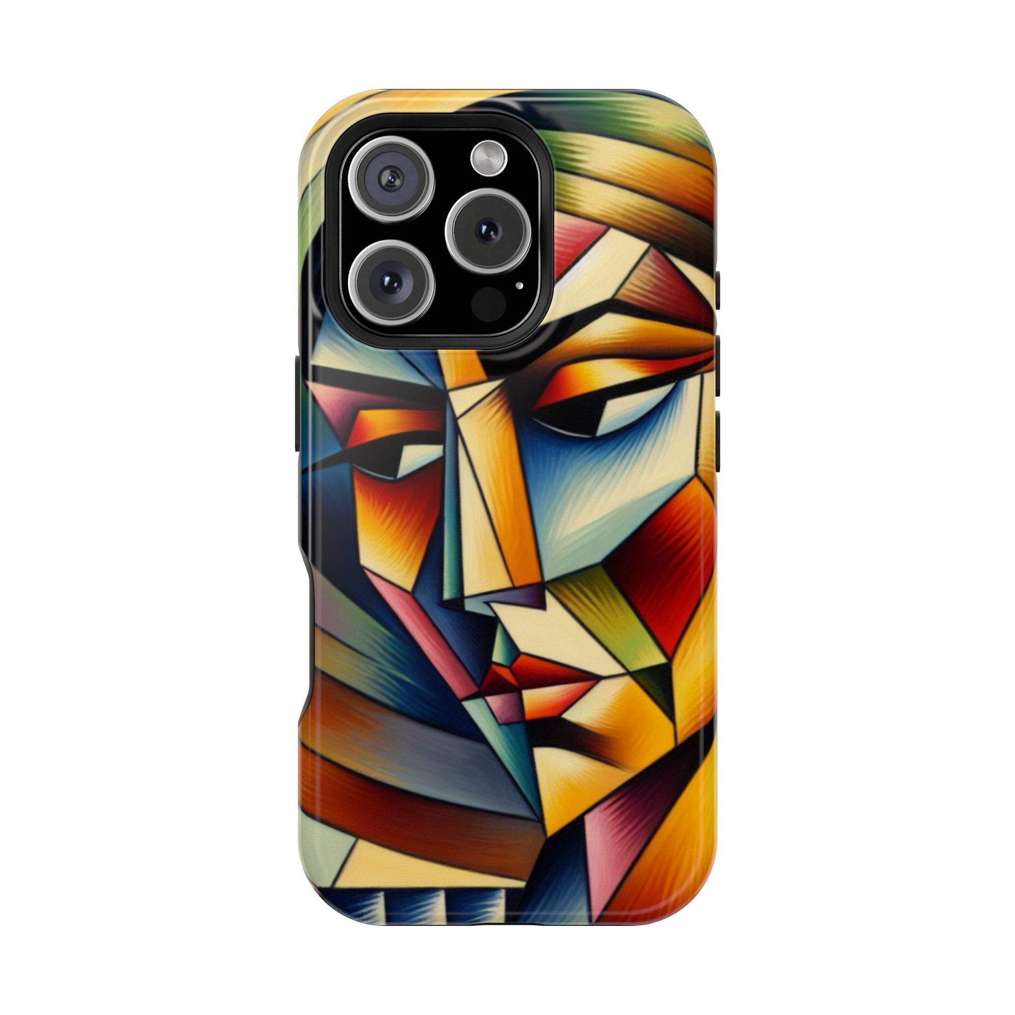 Abstract Cubist Face Phone Case — Impact-Resistant Artistic iPhone Cover