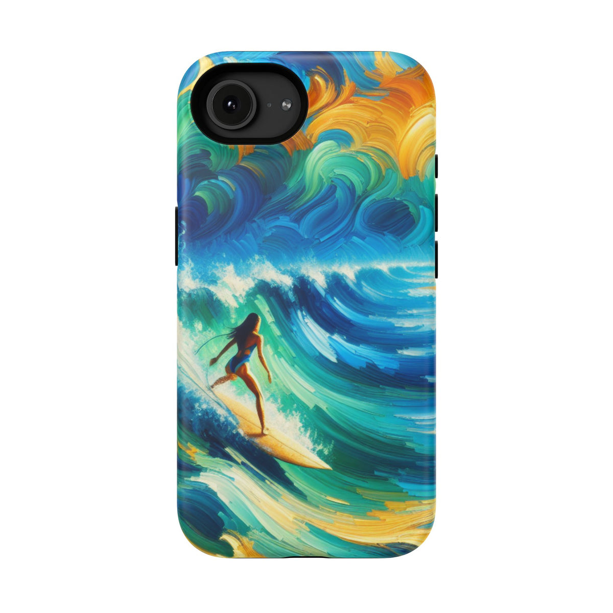 Surfer Wave Impact Phone Case – Vibrant Ocean Art Protective Cover