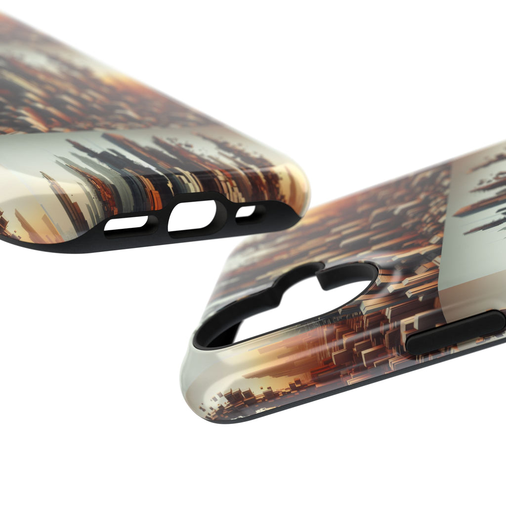 Abstract Skyline iPhone Case — Surreal Cityscape Impact-Resistant Phone Cover