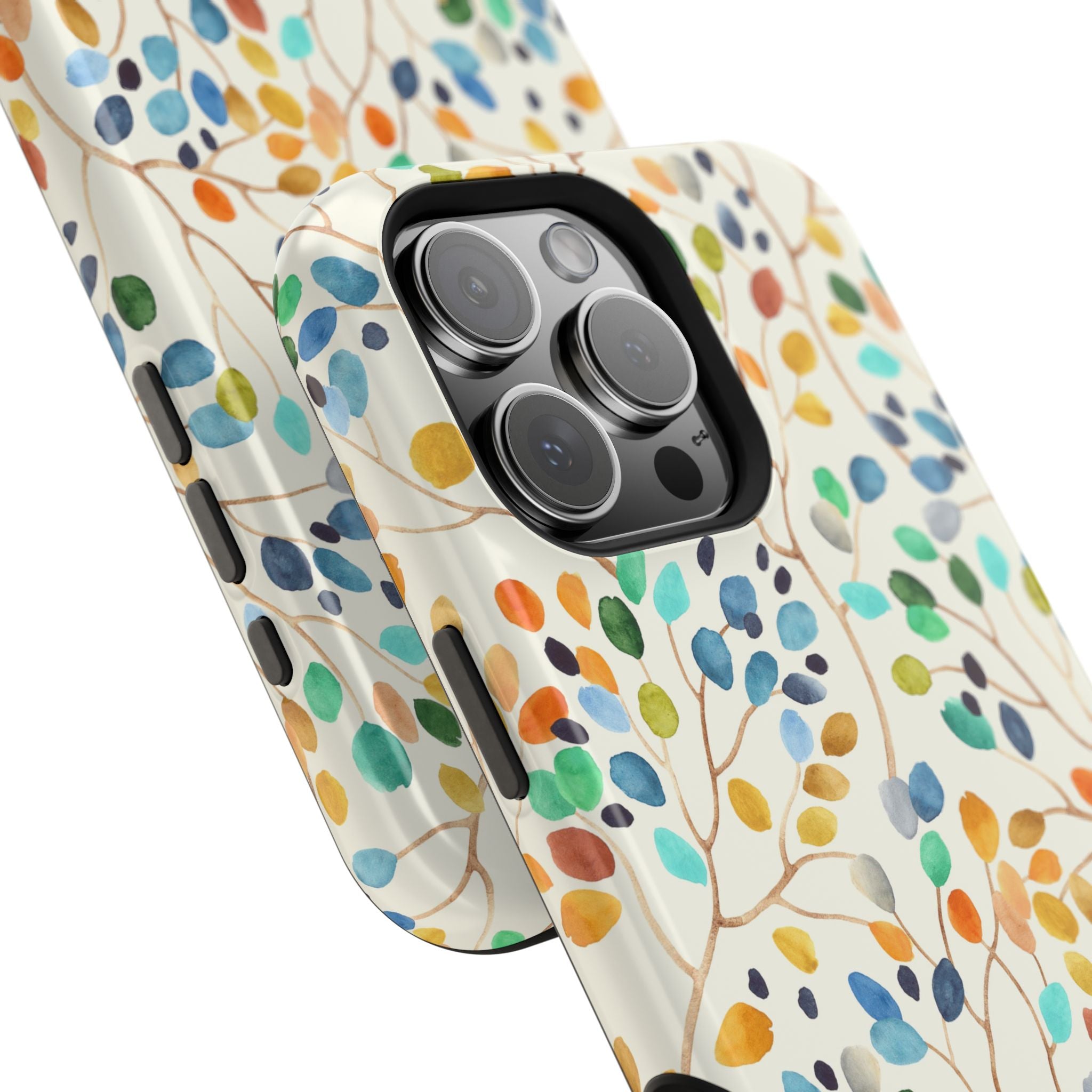 Floral Watercolor Leaves Magnetic Impact-Resistant Phone Case