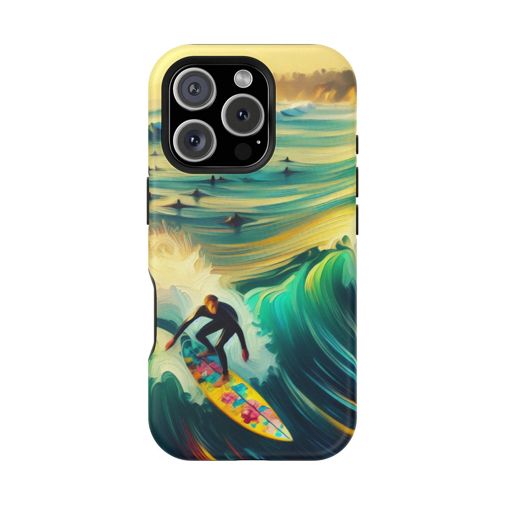 Surfing Waves Impact-Resistant Phone Case — Colorful Surfer Design