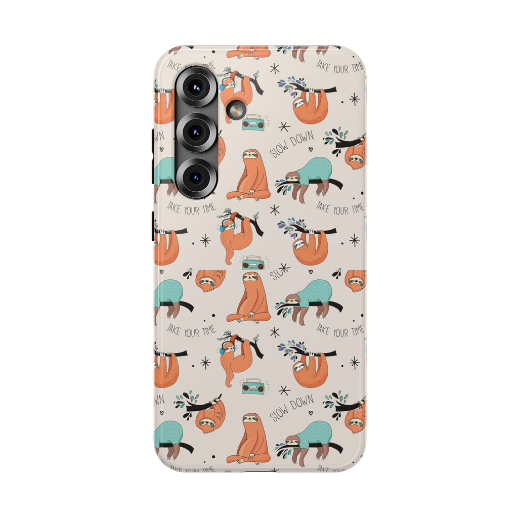 Sloth Pattern Impact-Resistant Phone Case — “Slow Down” Cute Protective Cover