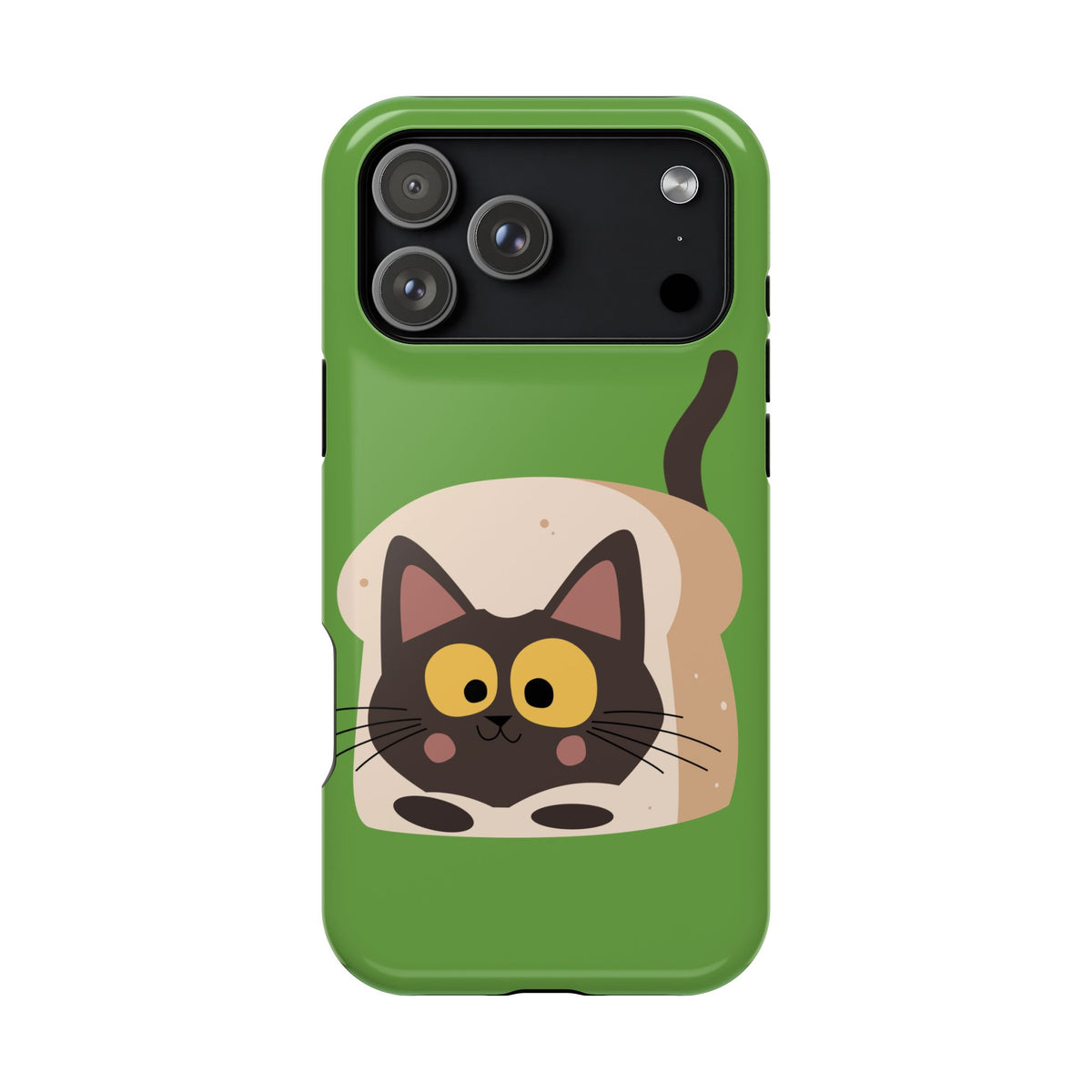 Cute Cat-in-Bread Impact-Resistant Phone Case – Green