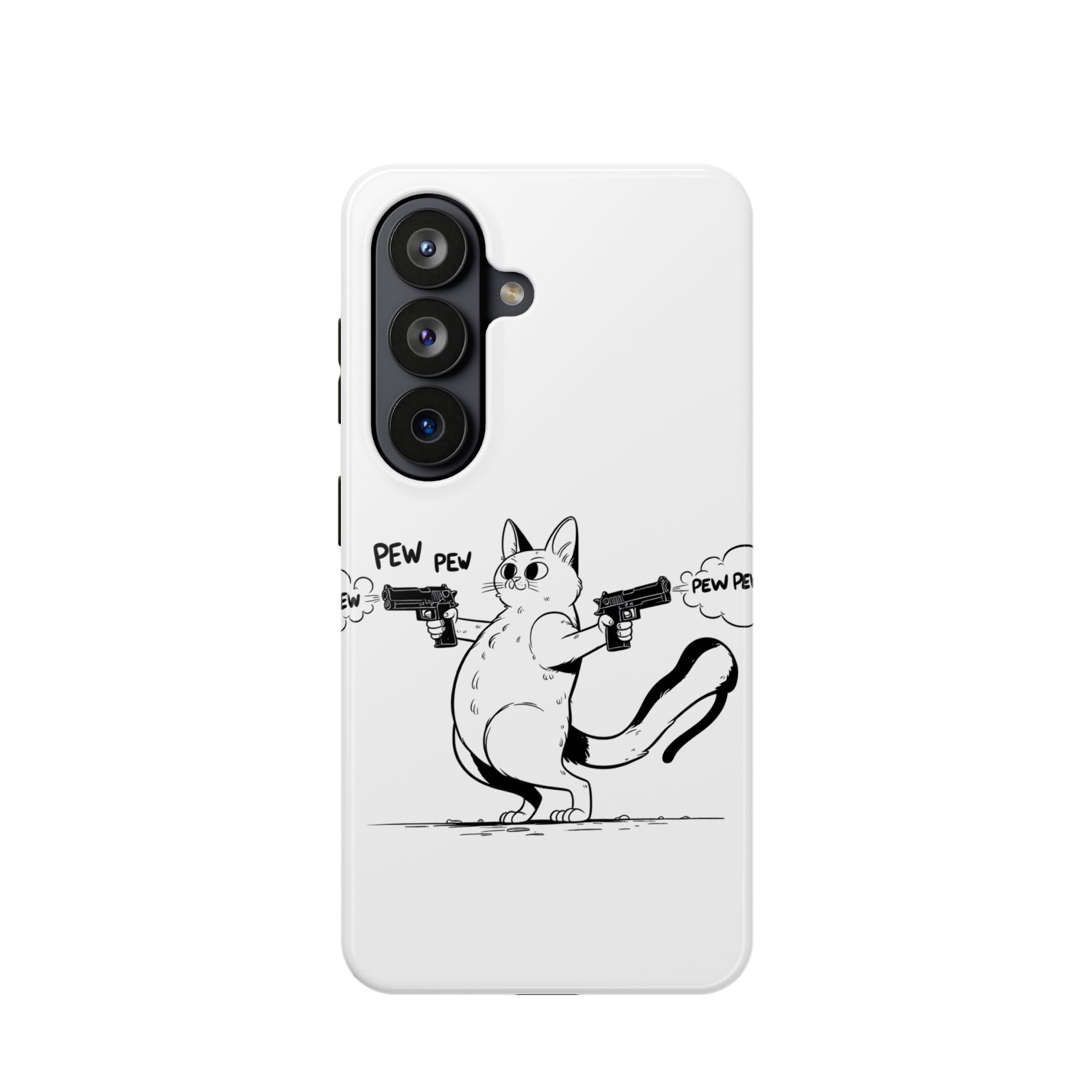 Cat Shooting 'Pew Pew' Phone Case — Impact-Resistant iPhone Cover