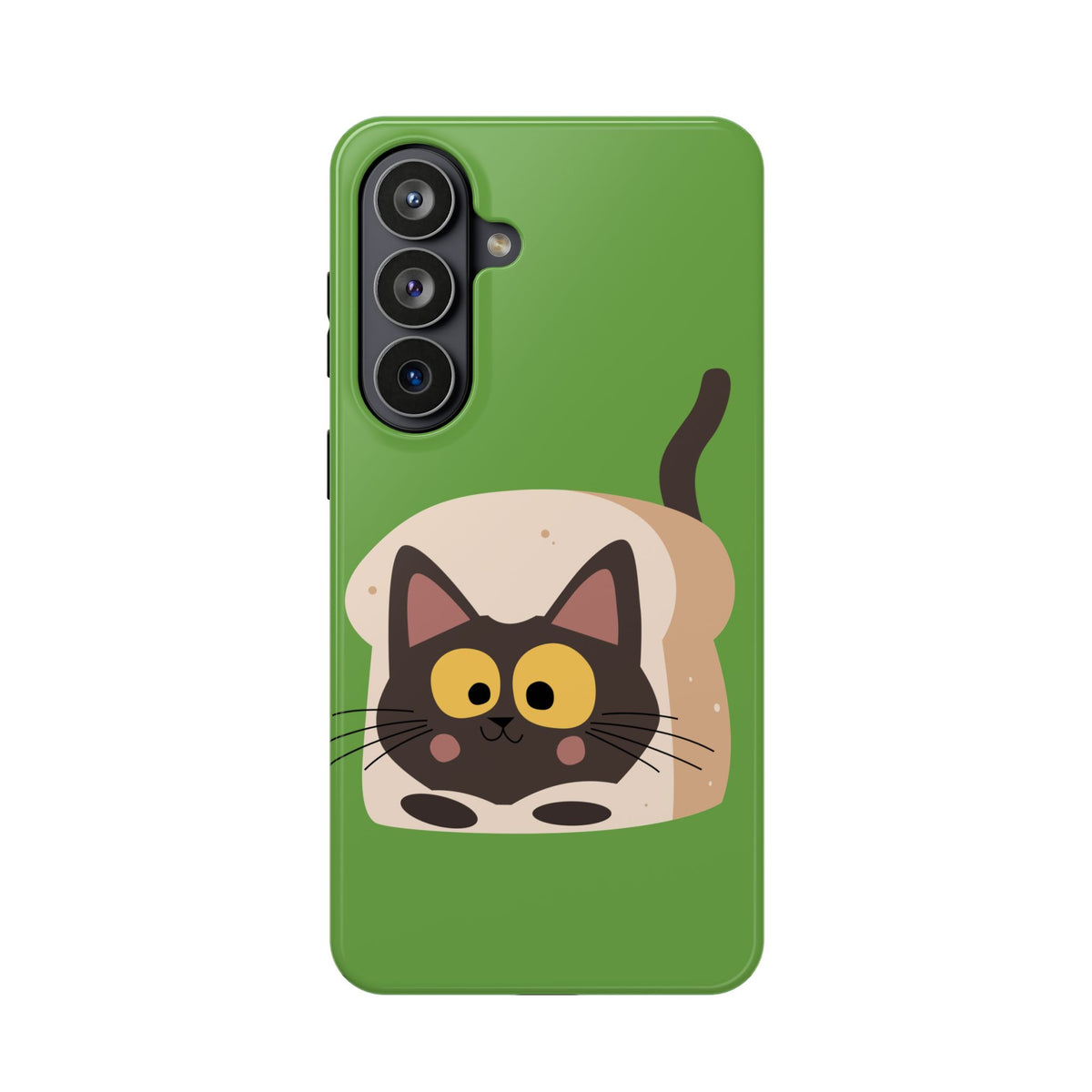 Cute Cat-in-Bread Impact-Resistant Phone Case – Green