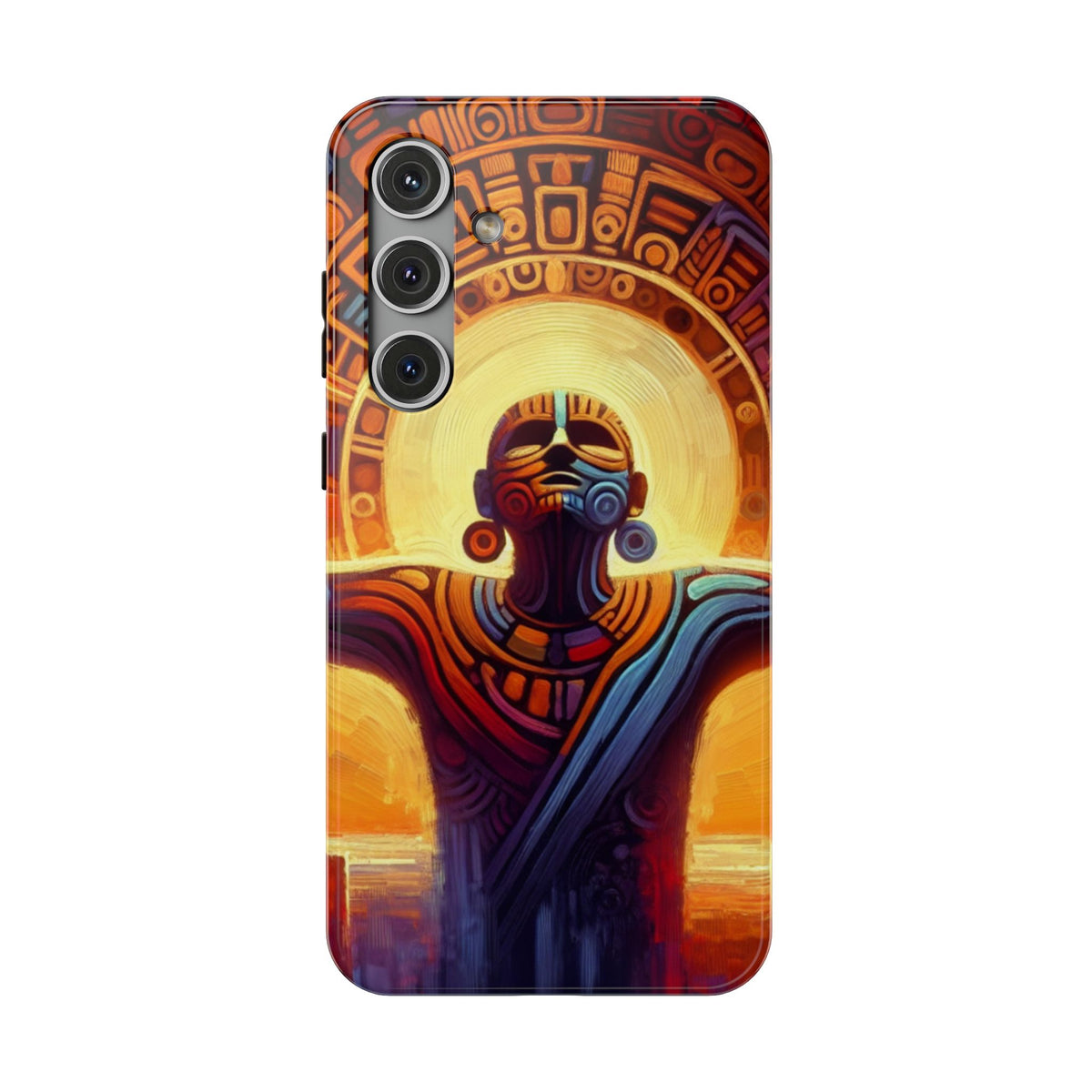 Aztec Sun Warrior Phone Case — Impact-Resistant Protective Cover