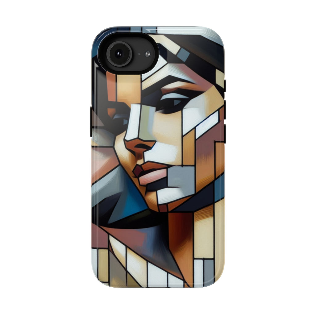 Impact-Resistant Phone Case — Modern Geometric Portrait Design