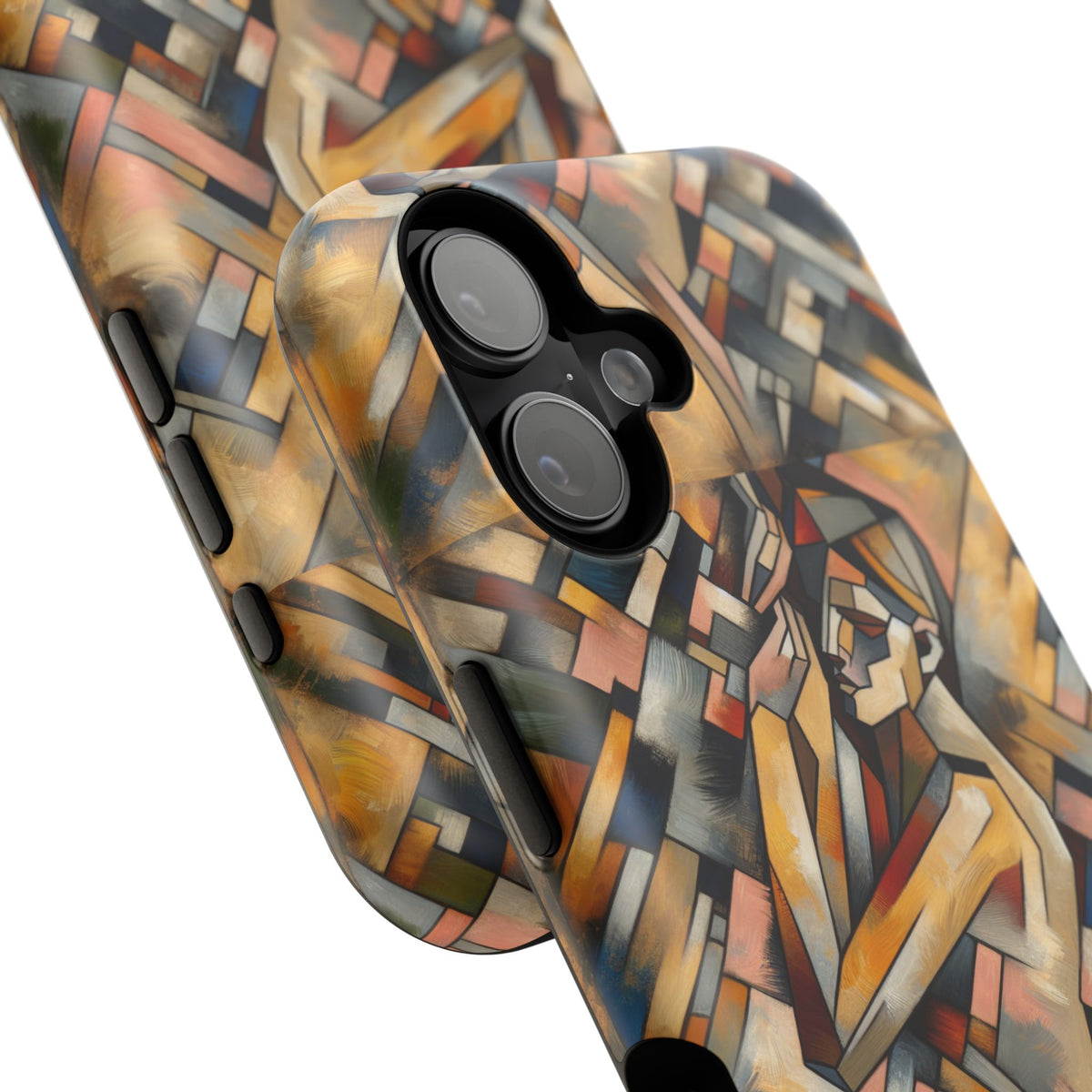 Art Deco Mosaic Phone Case — Geometric Nude Figure Impact-Resistant Case