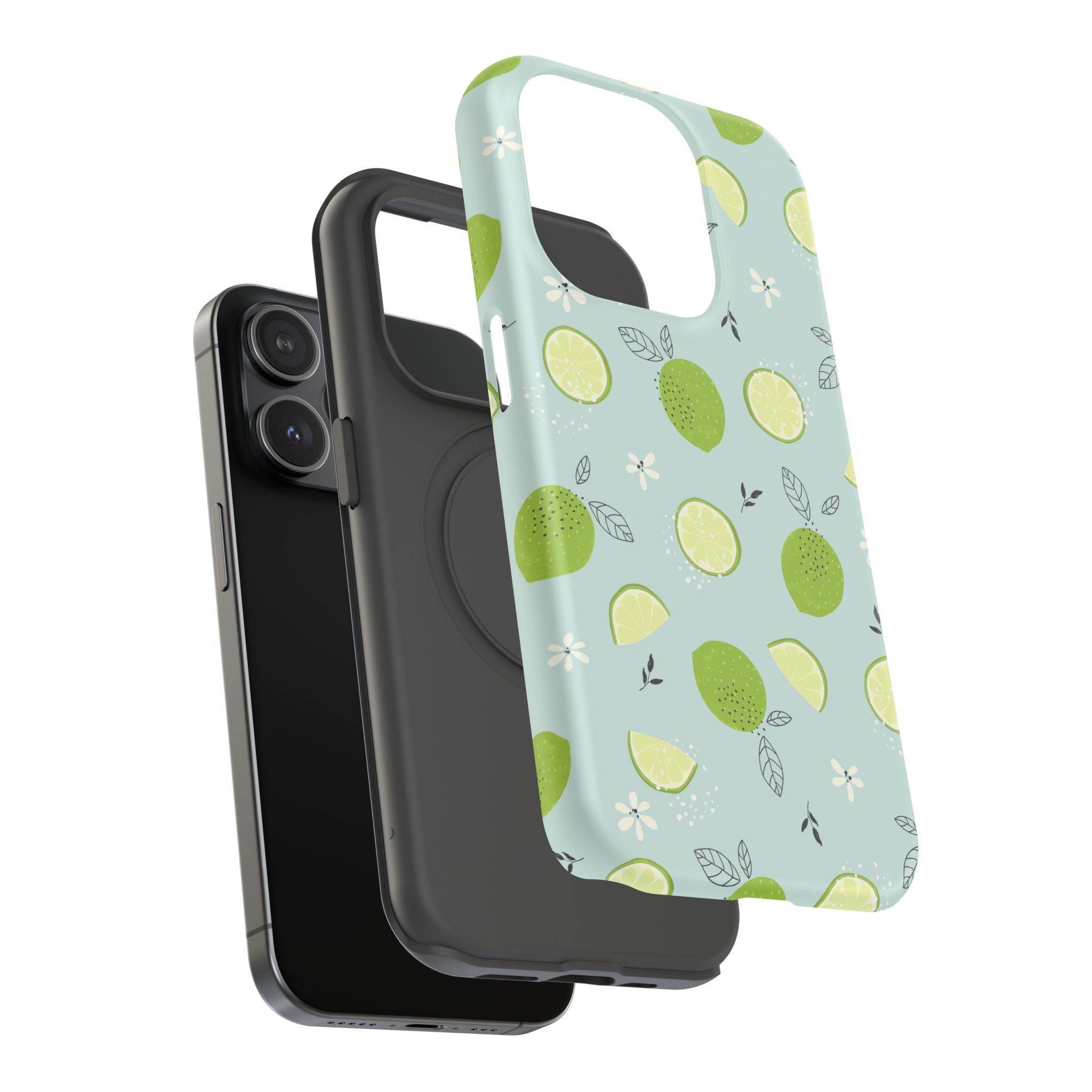 Lime Floral Phone Case, Impact-Resistant