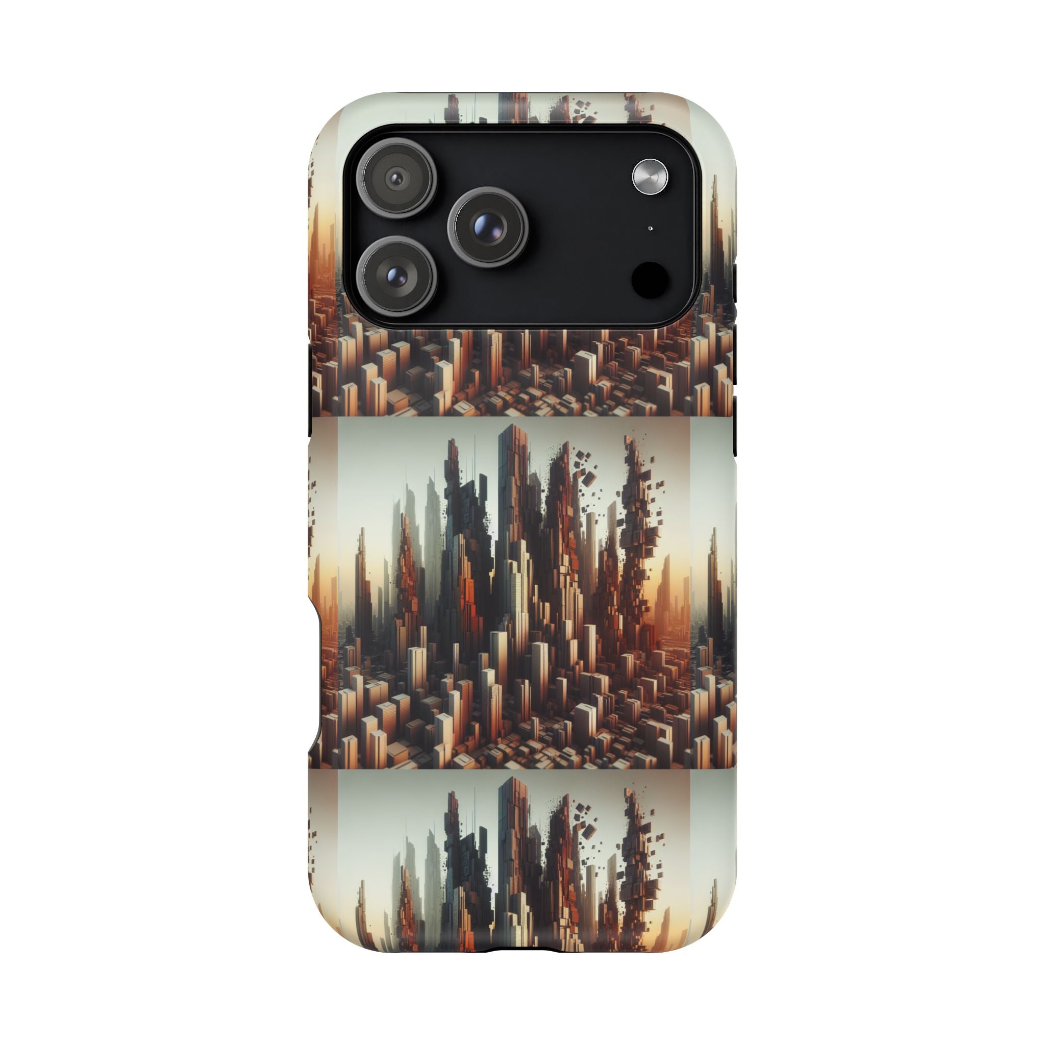 Abstract Skyline iPhone Case — Surreal Cityscape Impact-Resistant Phone Cover