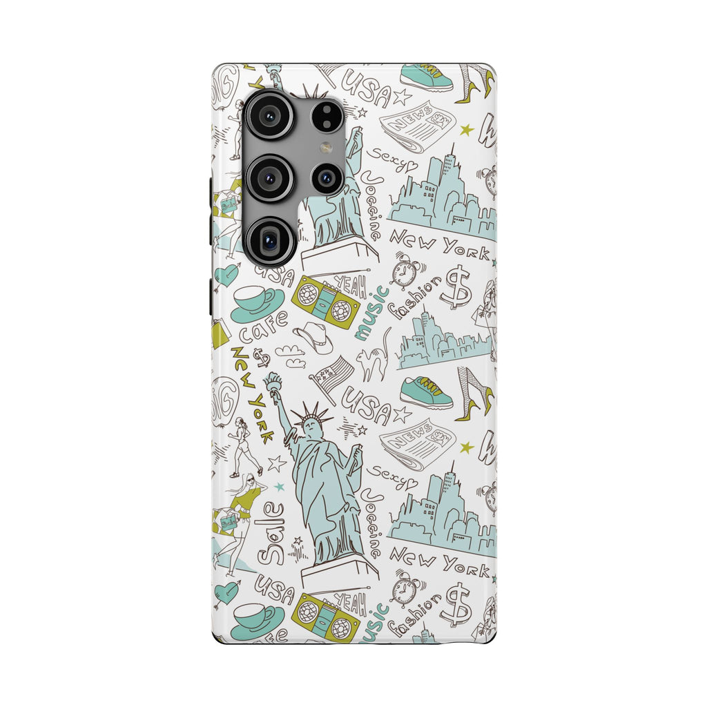 New York Doodle Phone Case — Travel-Inspired Impact-Resistant iPhone Cover