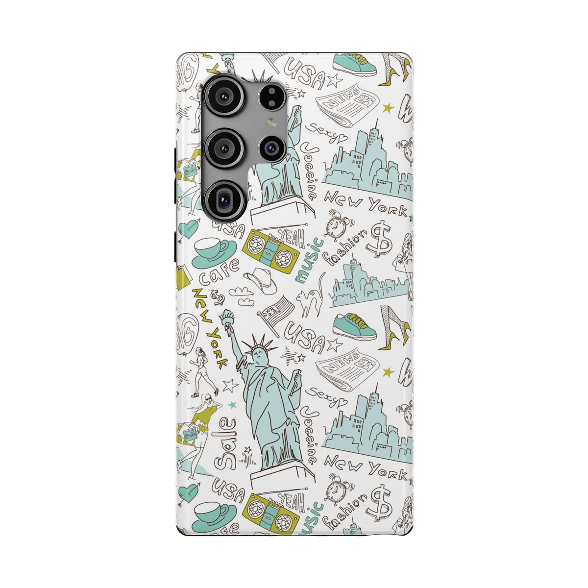 New York Doodle Phone Case — Travel-Inspired Impact-Resistant iPhone Cover