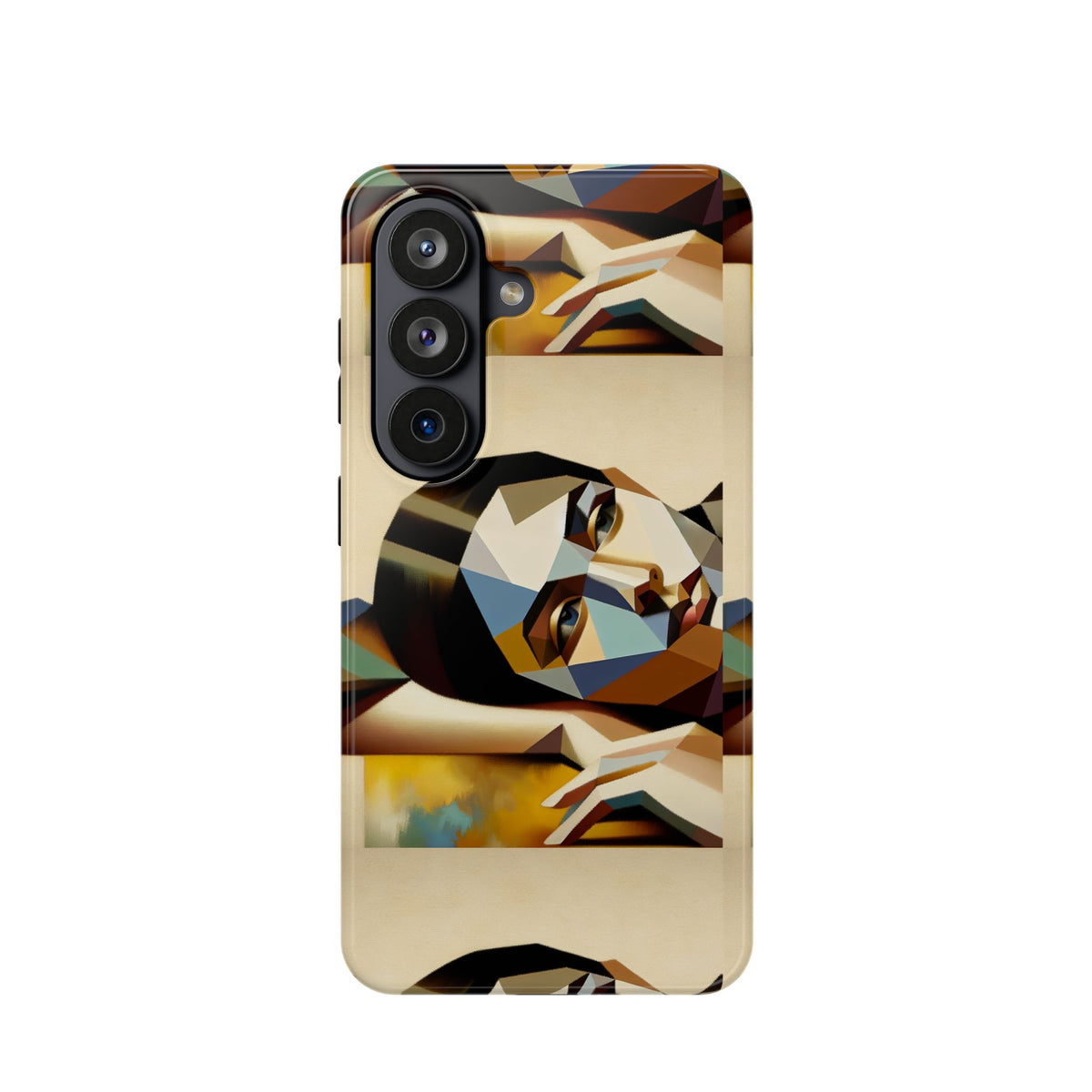 Geometric Portrait Impact-Resistant Phone Case — Abstract Face Art Protective Cover