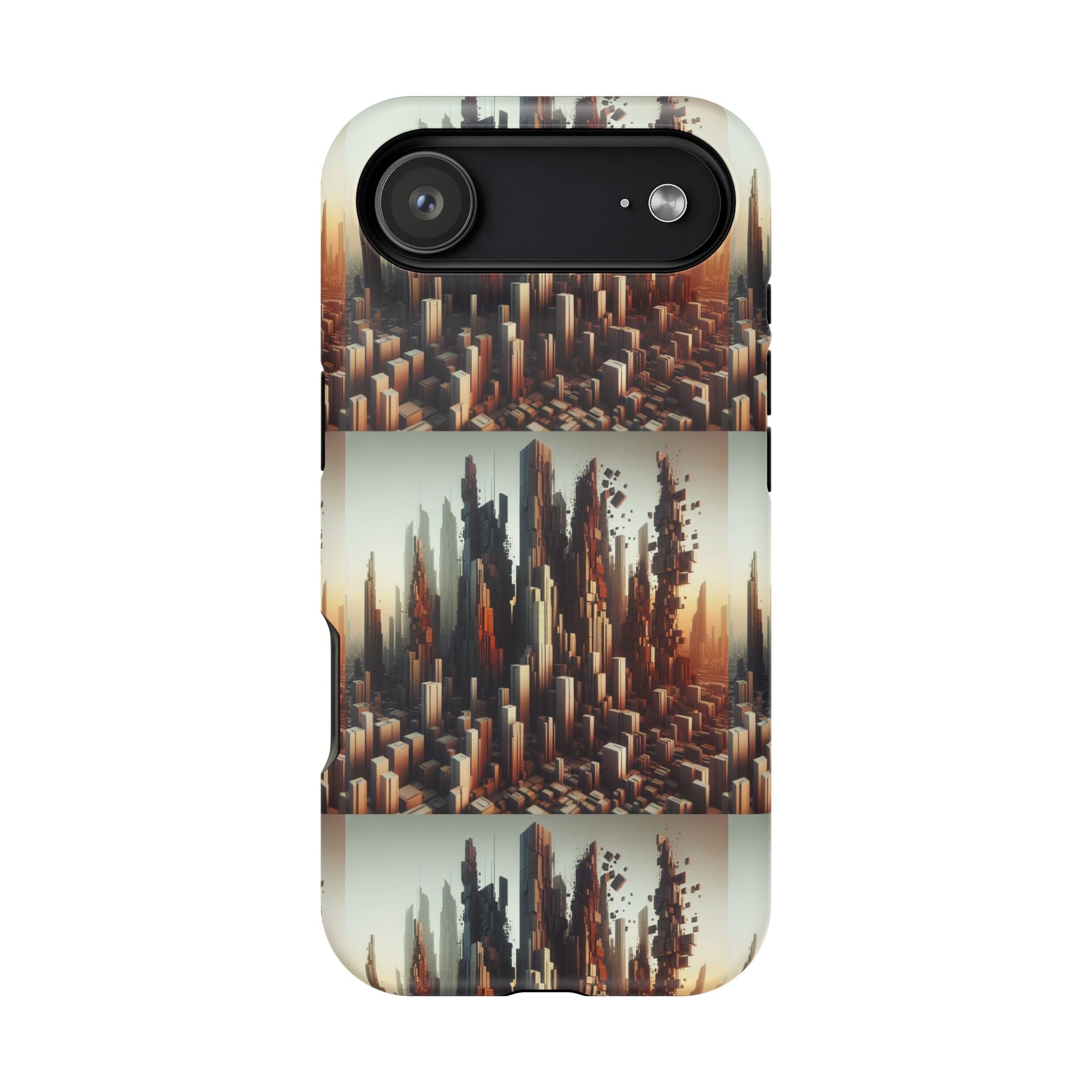 Abstract Skyline iPhone Case — Surreal Cityscape Impact-Resistant Phone Cover