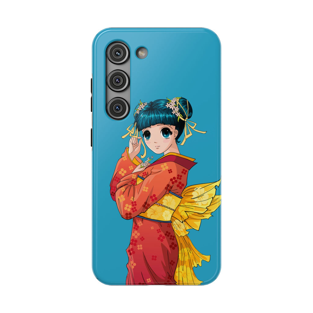 Impact-Resistant Phone Case — Cute Anime Girl in Kimono Design