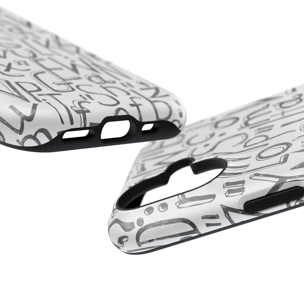 Monochrome Letter Pattern Impact-Resistant Case for iPhone