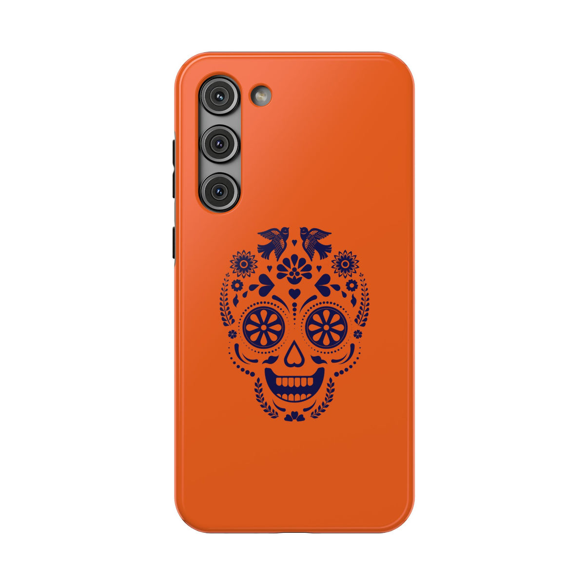 Sugar Skull Impact-Resistant Phone Case — Orange Day of the Dead Design