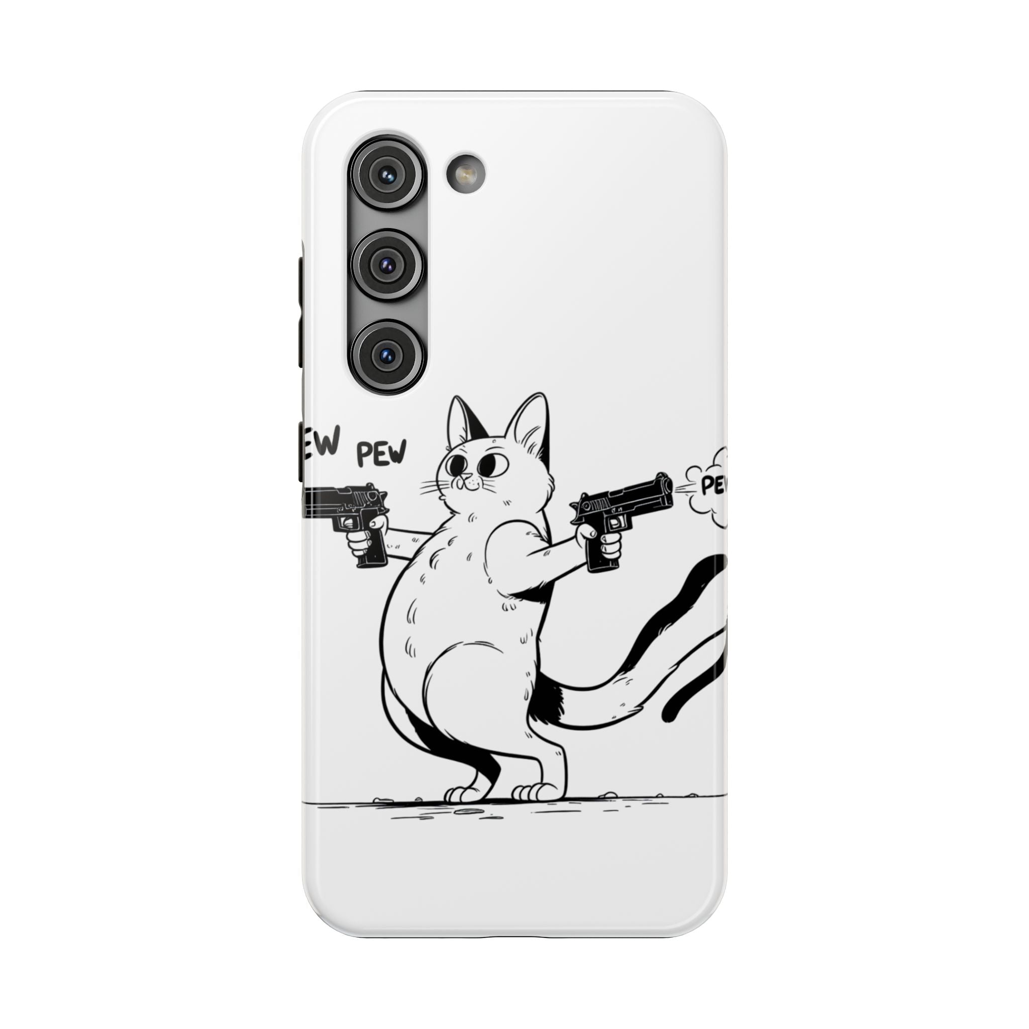 Impact Resistant Phone Case- Funny Cat Pew Pew