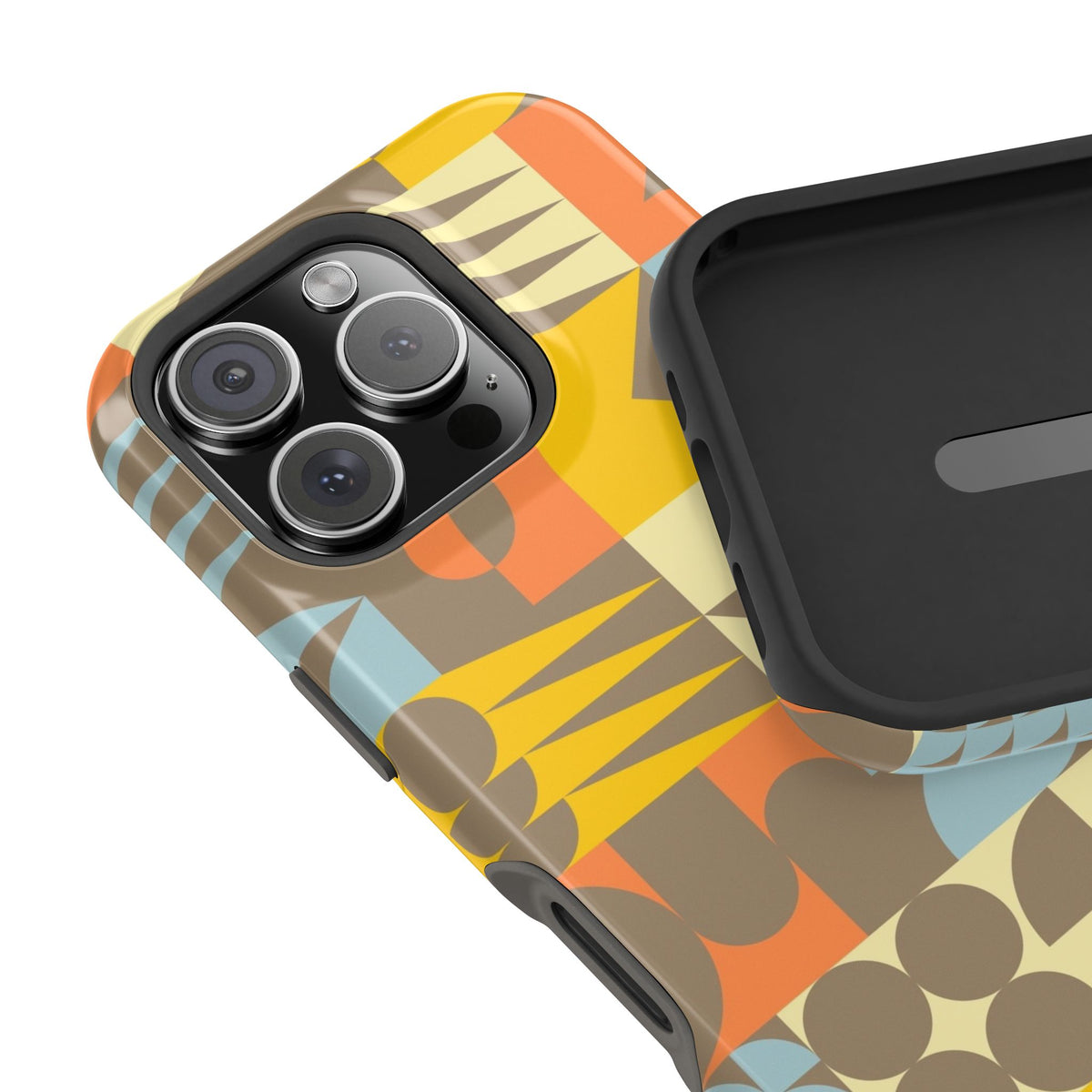 Retro Geometric Impact Phone Case — Mid-Century Modern Pattern for iPhone
