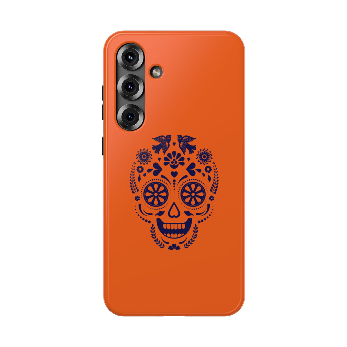 Sugar Skull Impact-Resistant Phone Case — Orange Day of the Dead Design