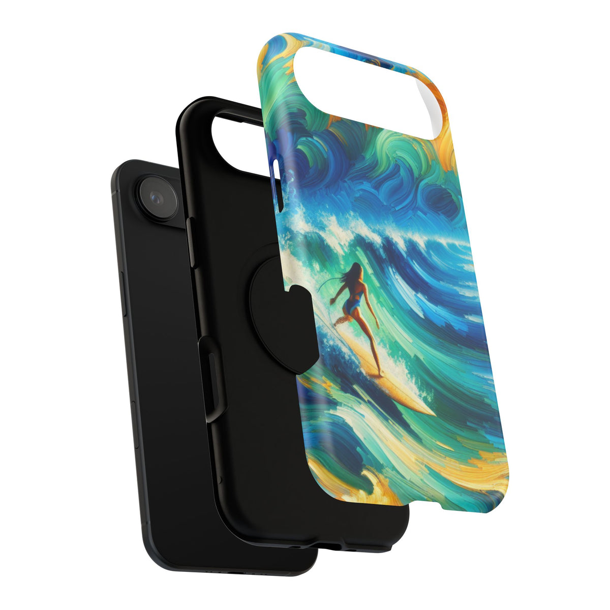 Surfer Wave Impact Phone Case – Vibrant Ocean Art Protective Cover