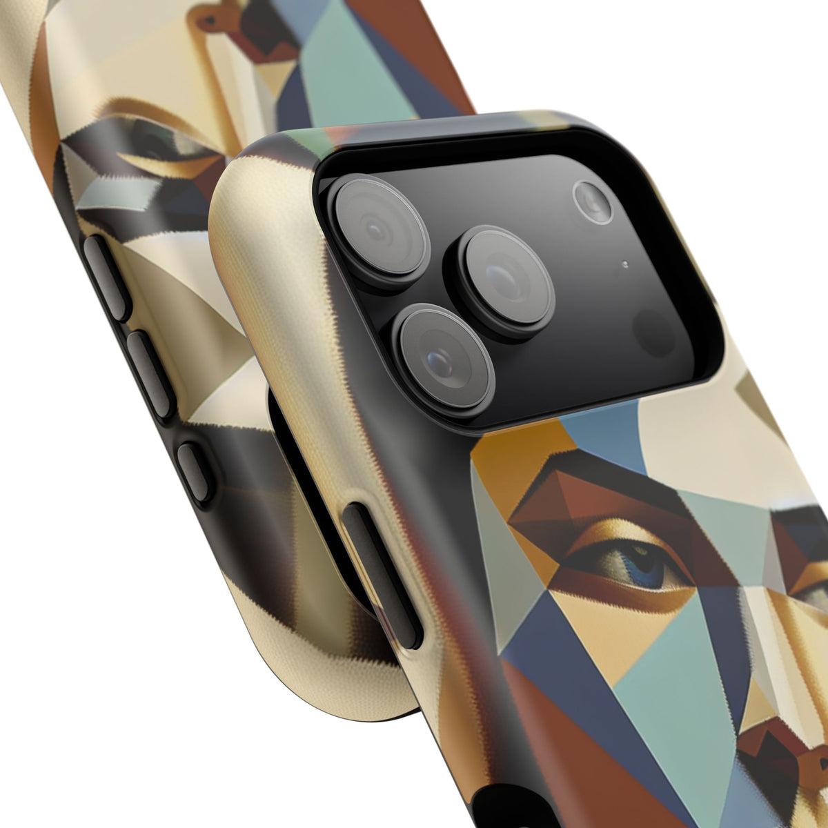 Geometric Portrait Impact-Resistant Phone Case — Abstract Cubist Face, Protective iPhone Cover