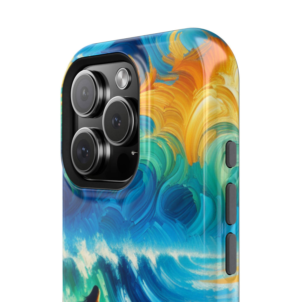 Surf-Inspired Impact Resistant Phone Case, Vibrant Ocean Wave Design